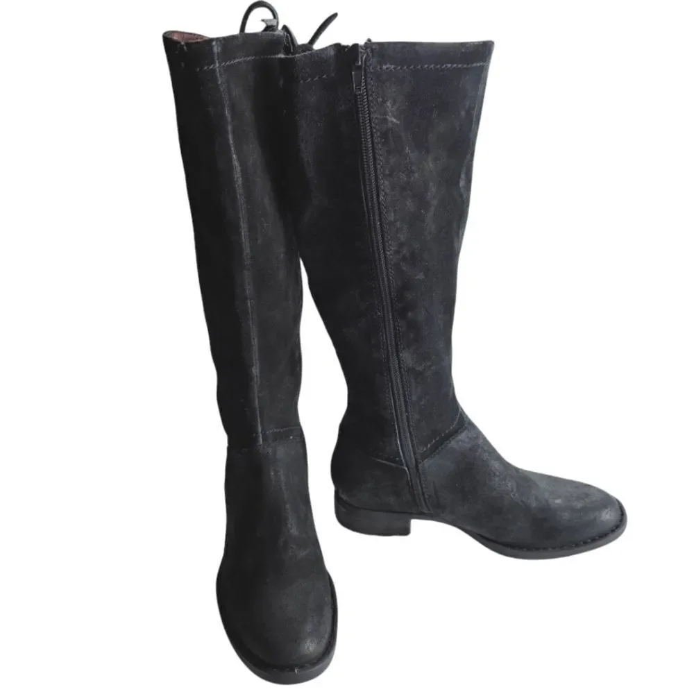 Born Hayden Knee High Riding Boots, Black Suede, Women's Size 5.5M